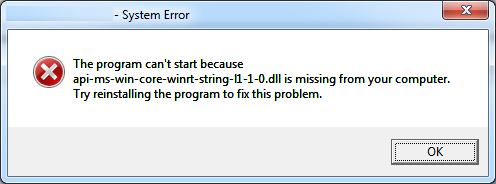 api-ms-win-crt-string-l1-1-0.dll is missing windows 7